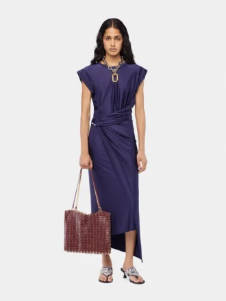 Midi jersey jurk met piercing