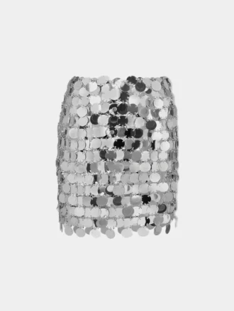 De zilveren glitter schijfjes rok