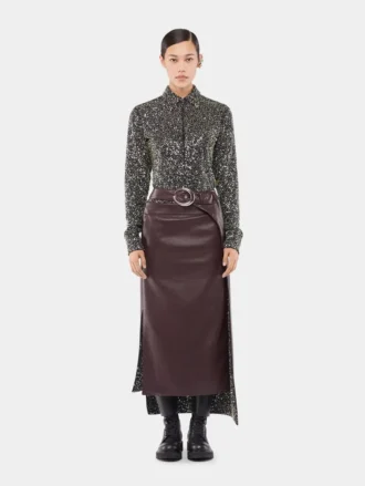 Shirt van crêpe met borduursels van pailletten