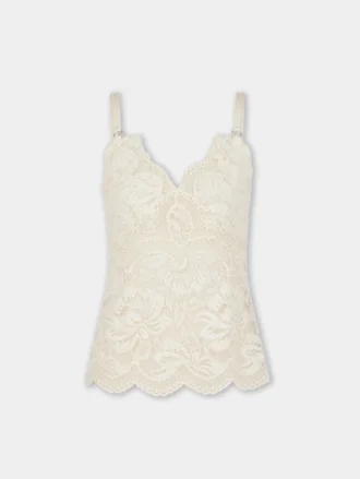 Ivoorkleurige tanktop van kant