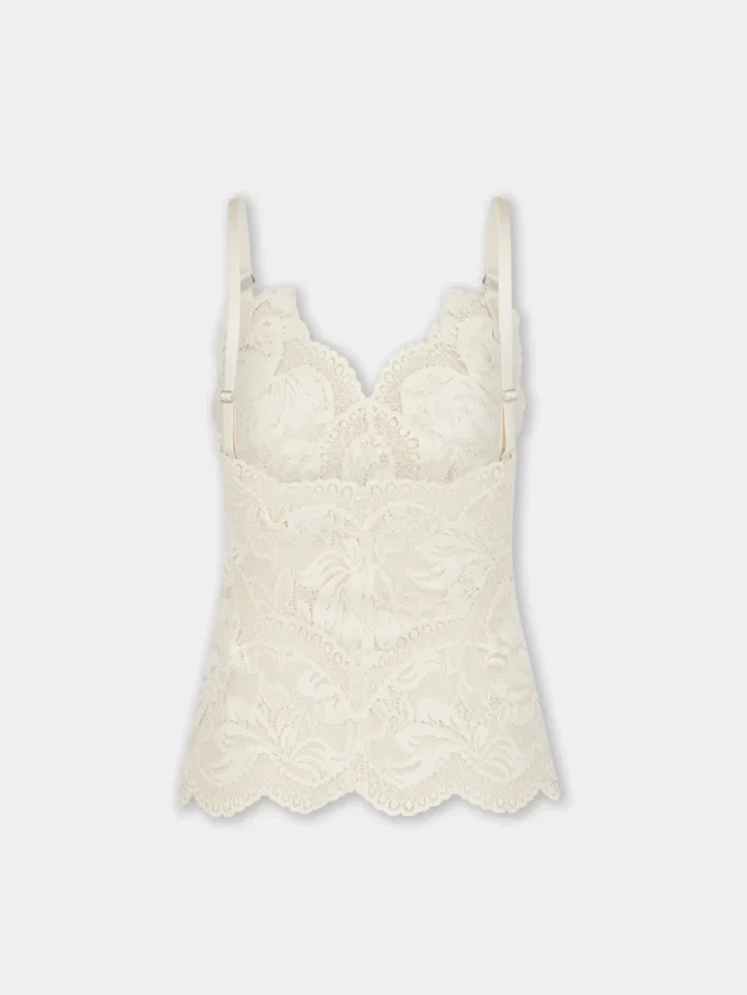 Ivoorkleurige tanktop van kant