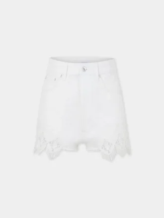 Korte broek van denim met geborduurde details