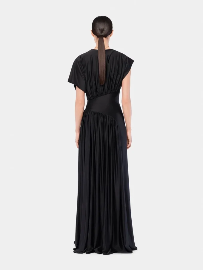 Lange jurk met gerimpelde details