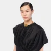 Lange jurk met gerimpelde details