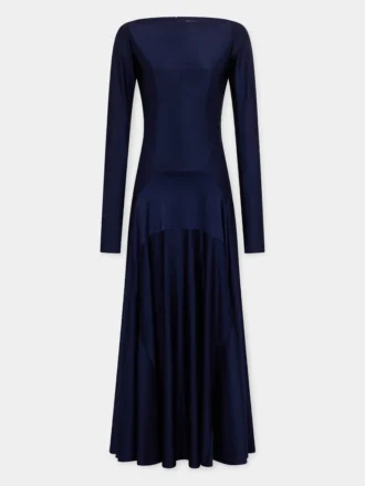 Lange jurk van jersey met godet-details