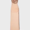 Lange jurk van mesh en jersey