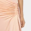 Lange jurk van mesh en jersey