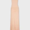 Lange jurk van mesh en jersey
