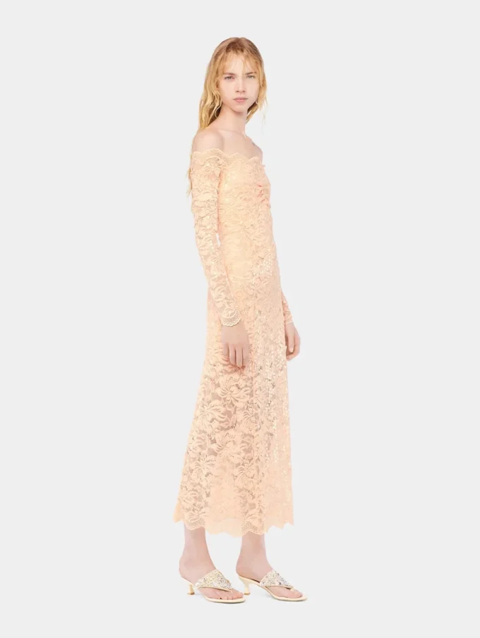 Midi-jurk van kant met paillettenborduursels