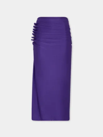Midi-rok van gedrapeerde jersey