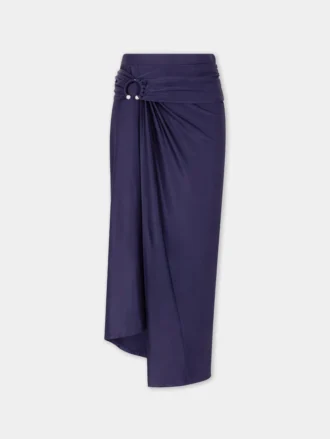Midi-rok van jersey met piercing