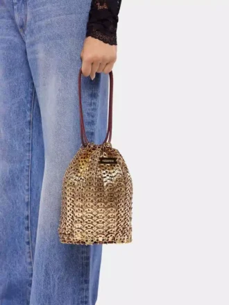 Omkeerbare bucket bag van leer