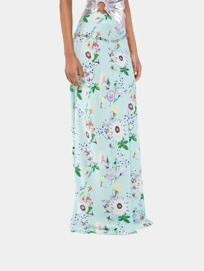 Rok met bloemenpatroon en kettingdetails