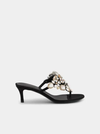 Sandalen met kittenhak en strass