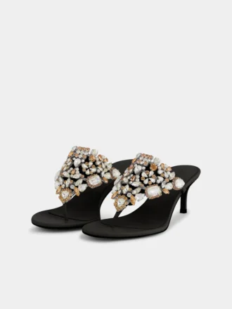 Sandalen met kittenhak en strass