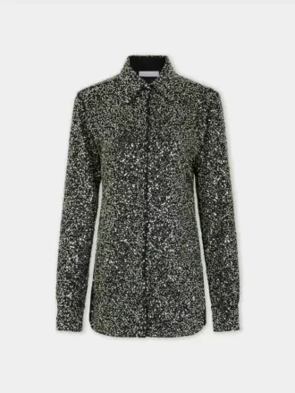 Shirt van crêpe met borduursels van pailletten