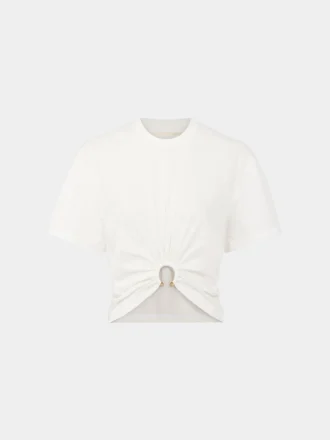 Wit T-shirt met piercing