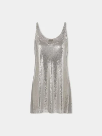 Zilveren tanktop van mesh